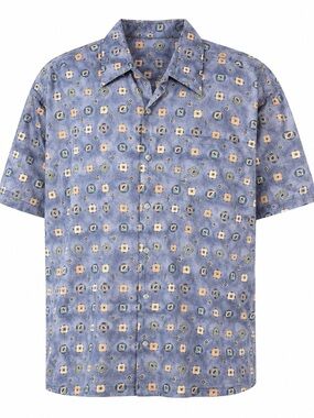 Pierre Cardin Vintage 100% Cotton Geometric Button Up Camp Shirt Mens Medium